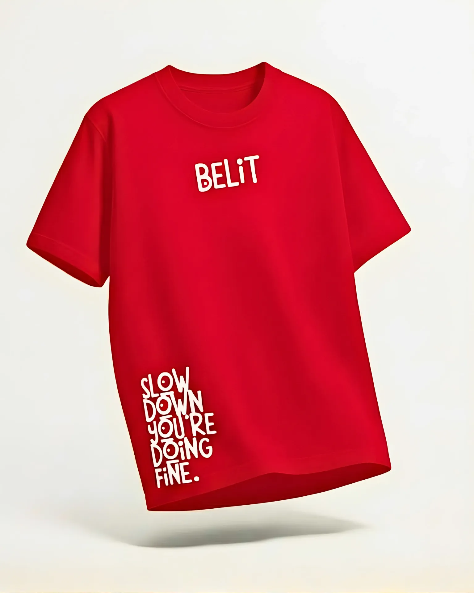 [test] Slow Down Regular Fit T-Shirt (S, Red)