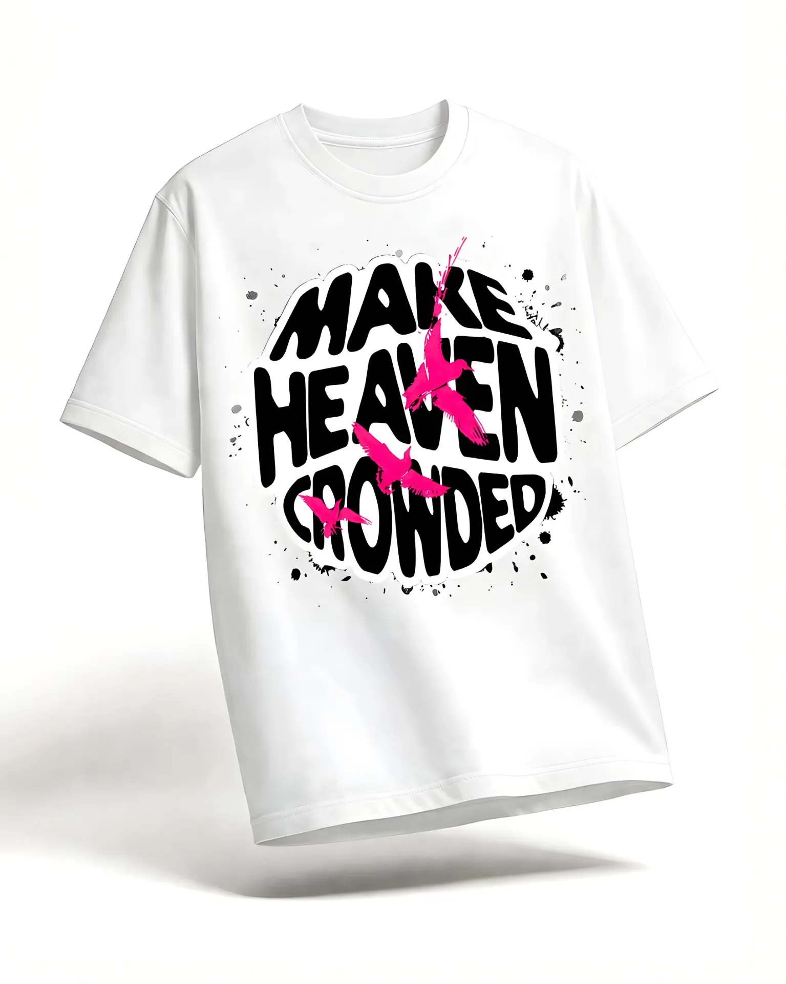 Make Heaven Crowded Regular Fit T-Shirt (S, White)